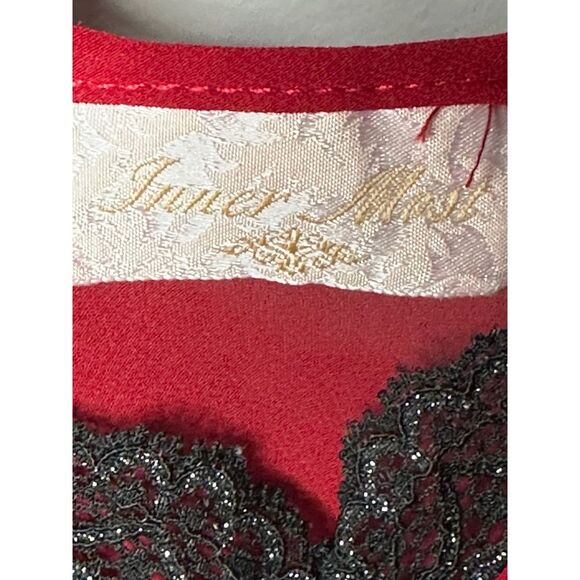 Inner Most Slip dress Sexy Nighty Red adjustable Black Lace Trim 34" Chest VTG - Picture 8 of 9